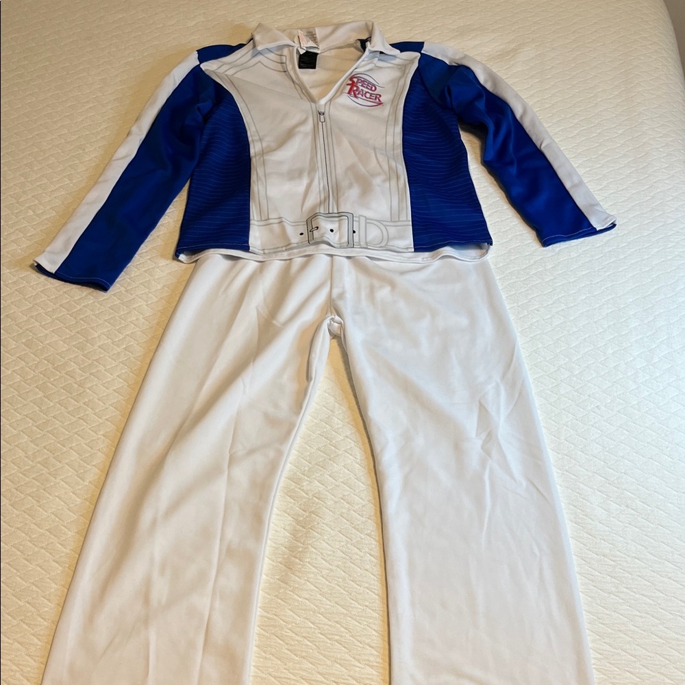 Speed Racer 2 piece Halloween costume, blue/white, kids L